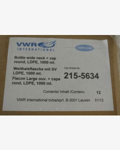 VWR 1Ltr LDPE Plastic Bottles, wide mouth, with screw cap