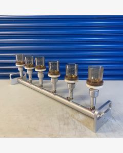 Pall Cytiva 15403 Aluminum 6-Place Vacuum Filtration Funnel Manifold & Funnels