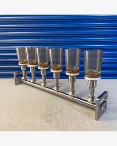 6-Place Vacuum Filtration Funnel Manifold Stainless Steel + Funnels