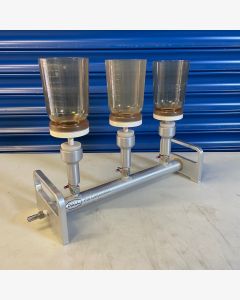 Pall Cytiva 15402 Aluminum 3-Place Vacuum Filtration Funnel Manifold & Funnels
