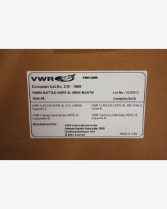 VWR Bottles, HDPE, wide mouth with screw cap (4 Litre)